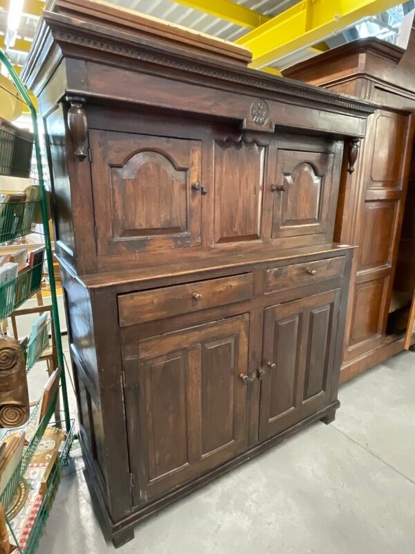 Antica Credenza in Legno Scuro a 2 Moduli — foto 2