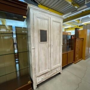 Armadio Stile Shabby Bianco con Lavagnetta e Chiave