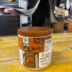 Barattolo in Ceramica Arancione con Coperchio in Legno