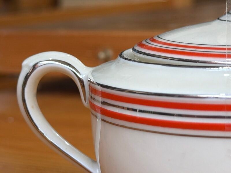 Bavaria Zuccheriera in Ceramica Panna con Righe Arancio/Argentate — foto 3