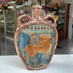 Borraccia Piatta in Ceramica Cavalli con Cavaliere