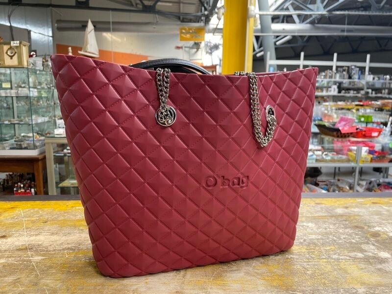 Borsa Rossa Rombi Obag con Manici a Catena Nera