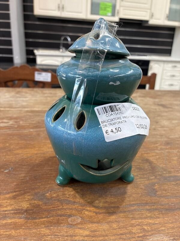 Bruciatore Profumo Ceramica Blu/Verde Traforata