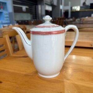 Caffettiera Bavaria Ceramica Panna Righe Arancio/Argentate