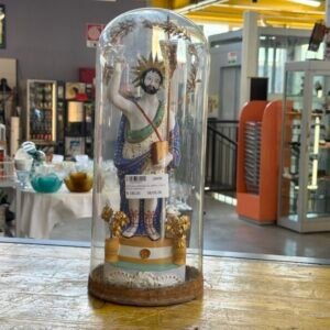 Campana in Vetro con Statua in Ceramica