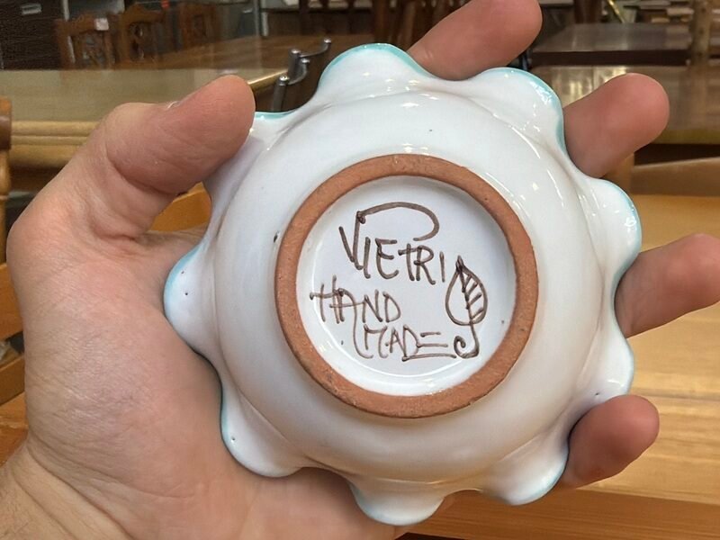 Ciotolina Ceramica Bianco Verde Bordo Orlato Vietri — foto 2