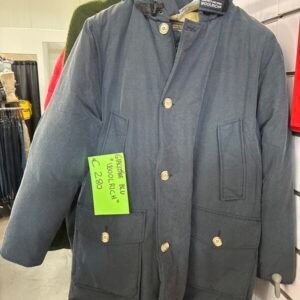 Giaccone con Cappuccio Blu Effetto Polvere Woolrich