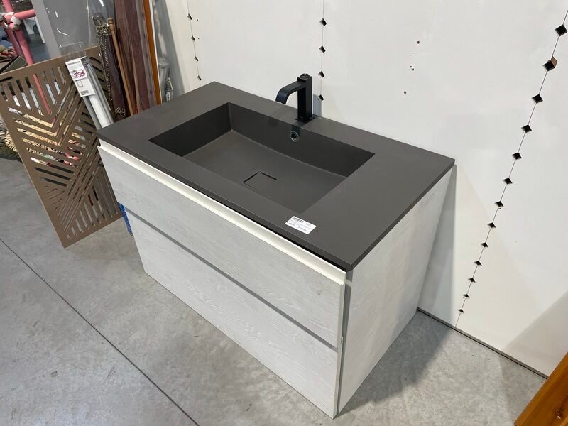 Mobile Bagno Grigio Chiaro con Lavello in Pietra Grigia