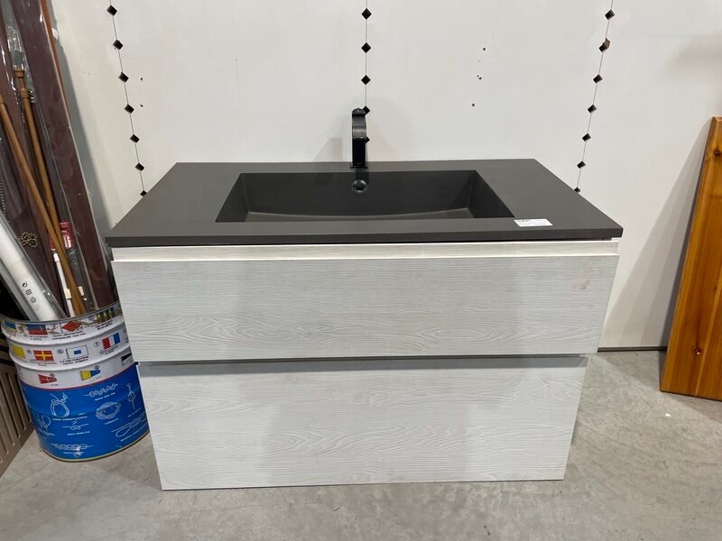 Mobile Bagno Grigio Chiaro con Lavello in Pietra Grigia — foto 3