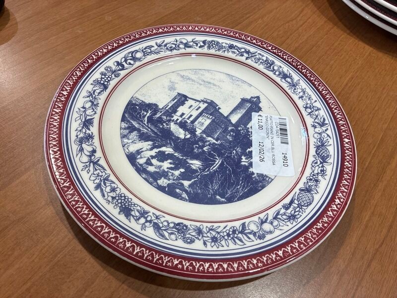Piatto Piano in Ceramica Blu Rossa Enrico Gionin — foto 4
