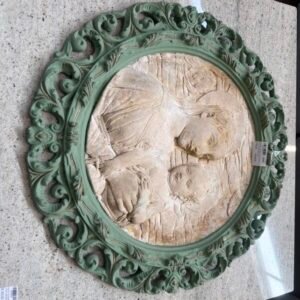 Quadro Madonna con Bambino Cornice Legno Verde Oro