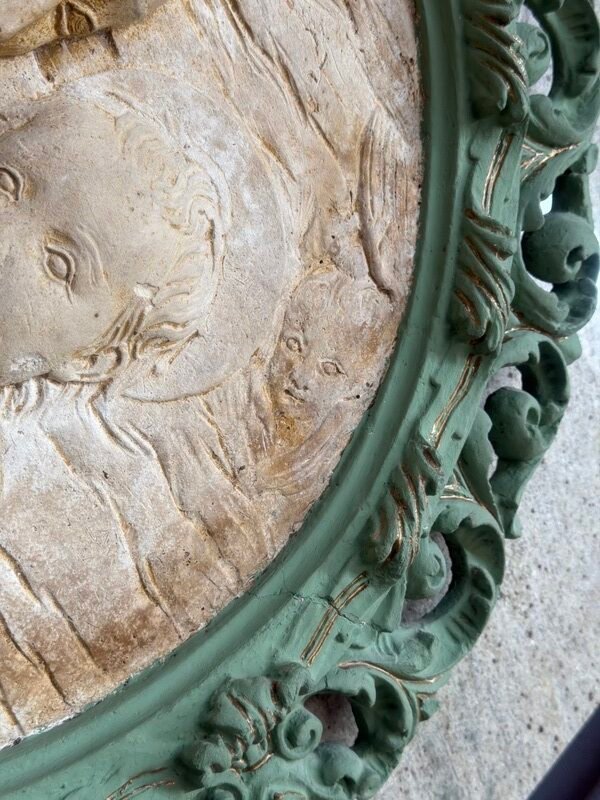 Quadro Madonna con Bambino Cornice Legno Verde Oro — foto 3