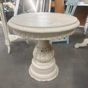 Tavolino Tondo con Base Tonda in Legno Bianco