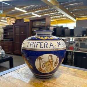 Vaso da Farmacia Ceramica Bianca/Blu/Gialla Trifera Mag