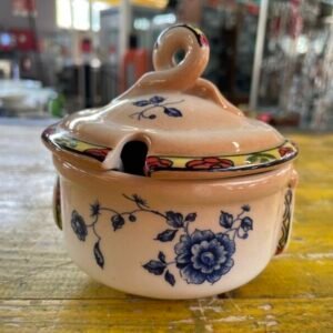 Zuccheriera Vintage in Ceramica Beige Ricordo di Calabri