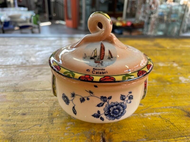 Zuccheriera Vintage in Ceramica Beige Ricordo di Calabri — foto 3