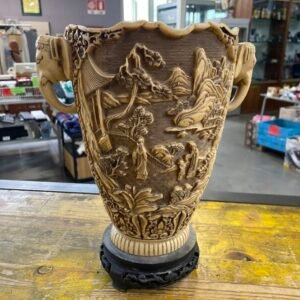 COLONNA CON VASO CINESE RESINA BEIGE