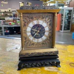 OROLOGIO DA VIAGGIO CINESE OTTONE BASE LEGNO