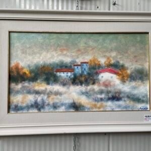 QUADRO PAESAGGIO TOSCANO "M.SCARDIGLI" CORNICE BIANCA