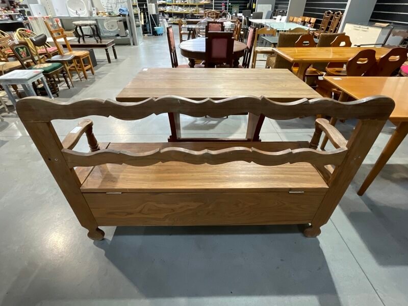 VECCHIA CASSAPANCA LEGNO MASSELLO SCHIENALE LAVORATO - immagine 2