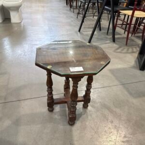 Tavolino Ottagonale Legno Scuro