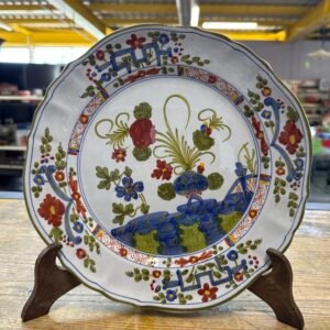 Piatto Ceramica Fantasia Fiori Rossi