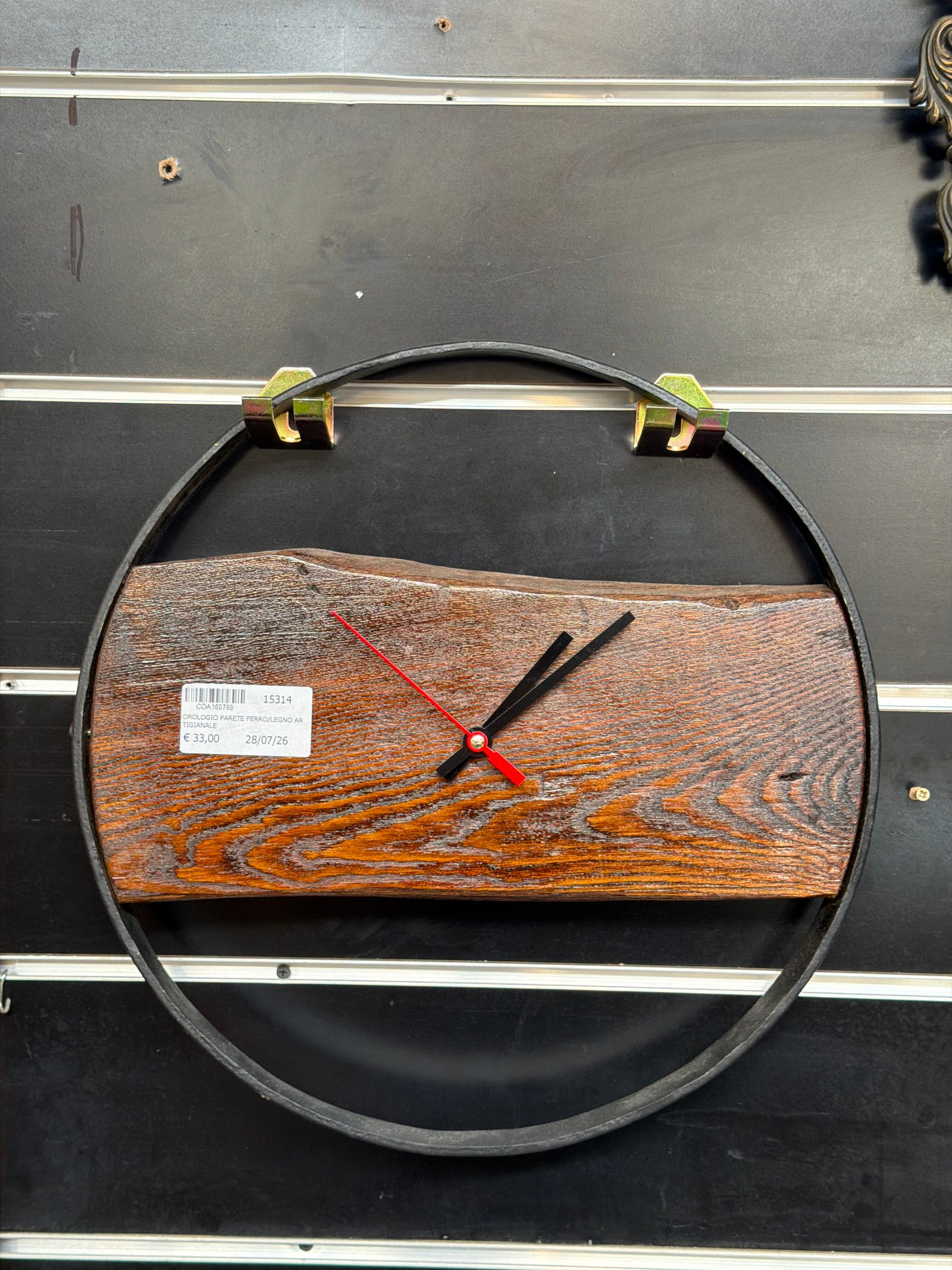 Orologio da Parete Artigianale in Ferro e Legno