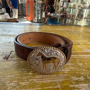 Cintura Artigianale Marrone con Fibbia Cavallo