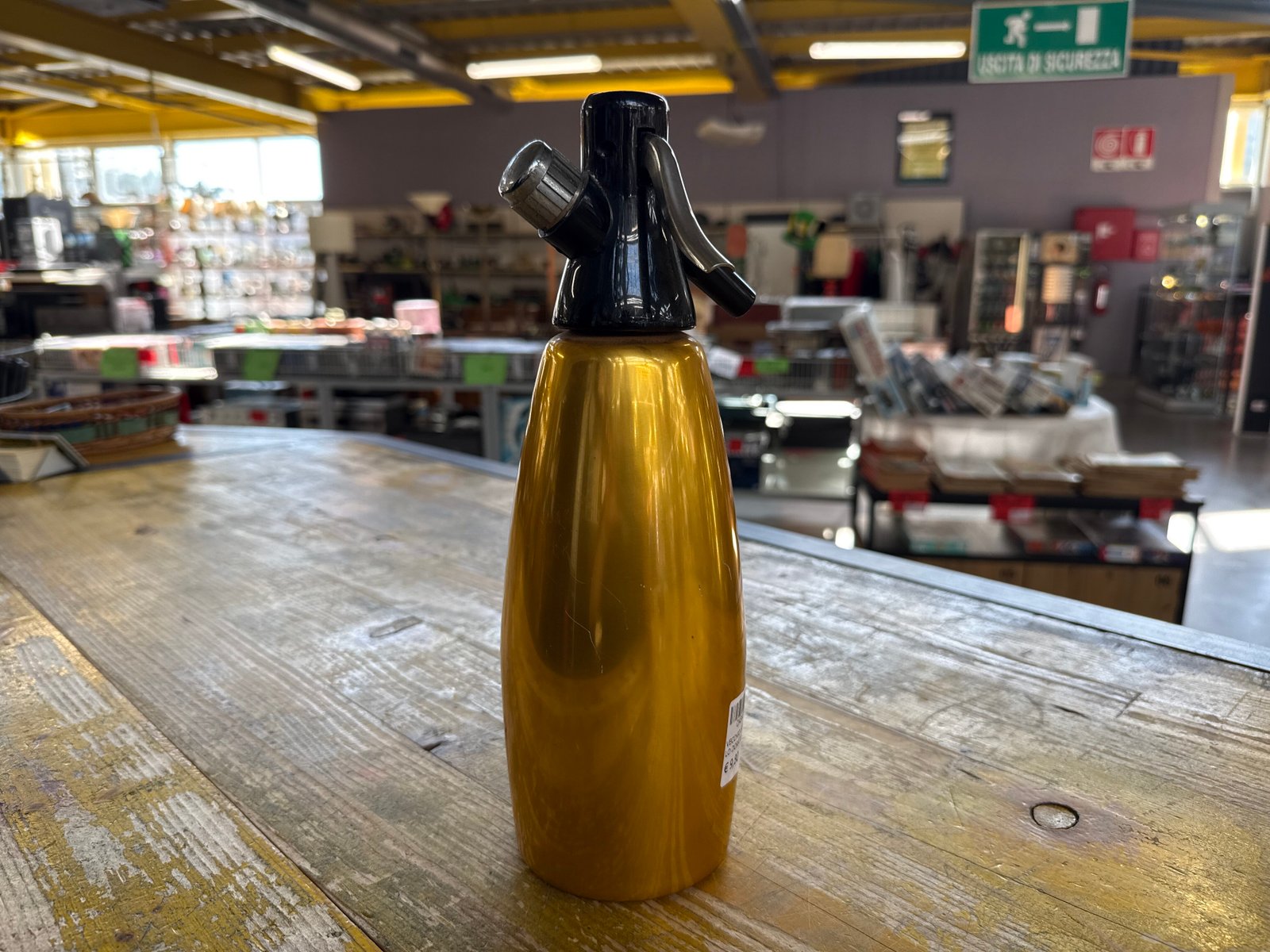 Sifone per Seltz Vintage in Metallo Dorato