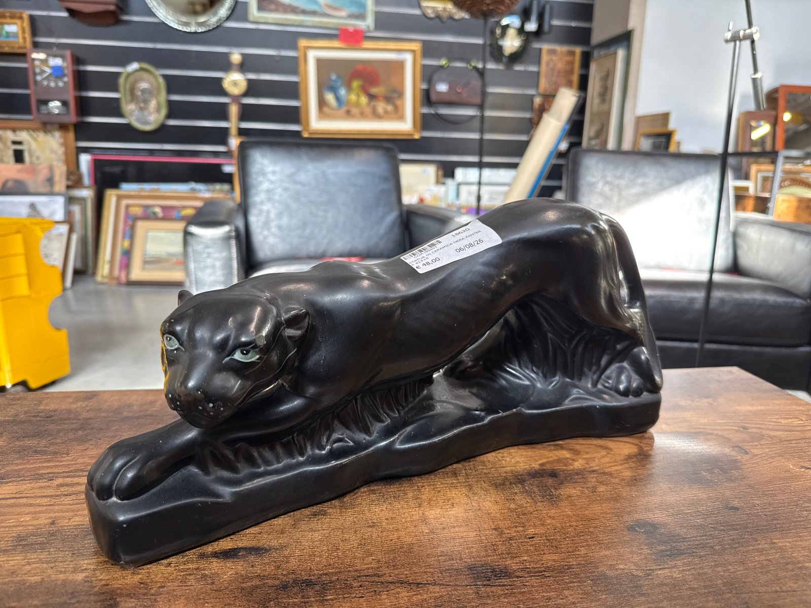 Statua Pantera Ceramica Nera
