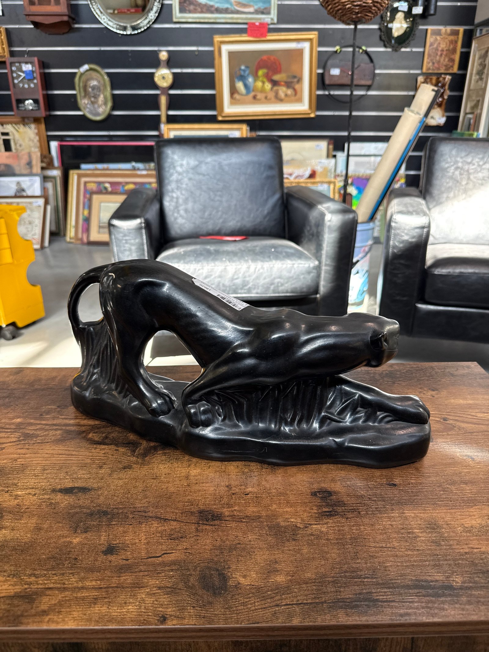 Statua Pantera Ceramica Nera - immagine 3