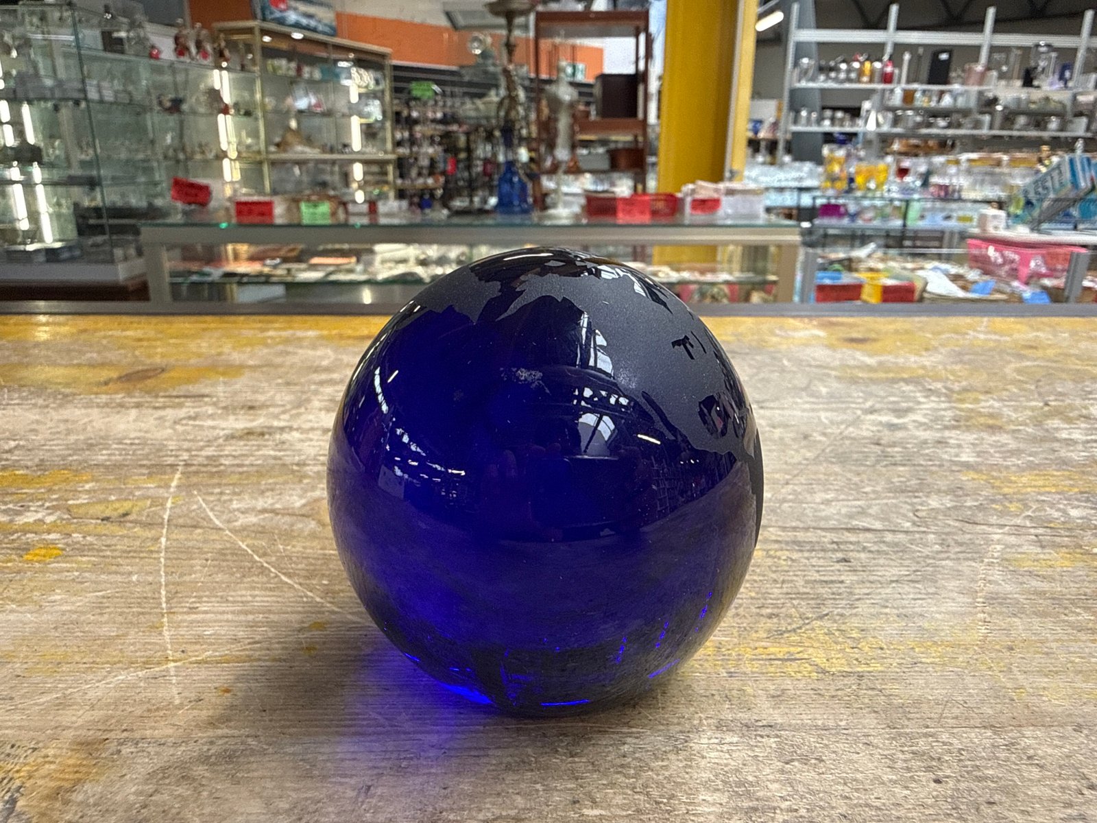 Mappamondo in Vetro Blu Satinato - immagine 2