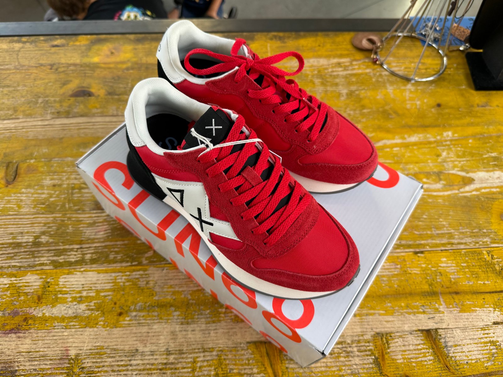 Sun 68 Scarpe Rosse e Nere Nuove con Scatola