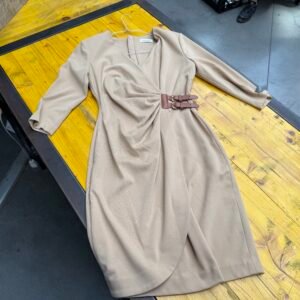 Abito Maglina Beige con Cintura Fianche Marrone Calvin Klein