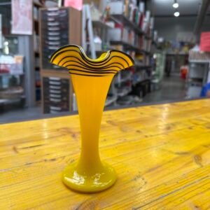 Vaso Calice Vetro Giallo Stile Murano