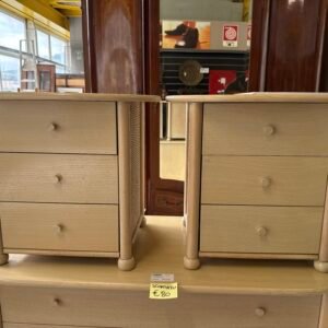 Coppia Comodini Rattan Beige
